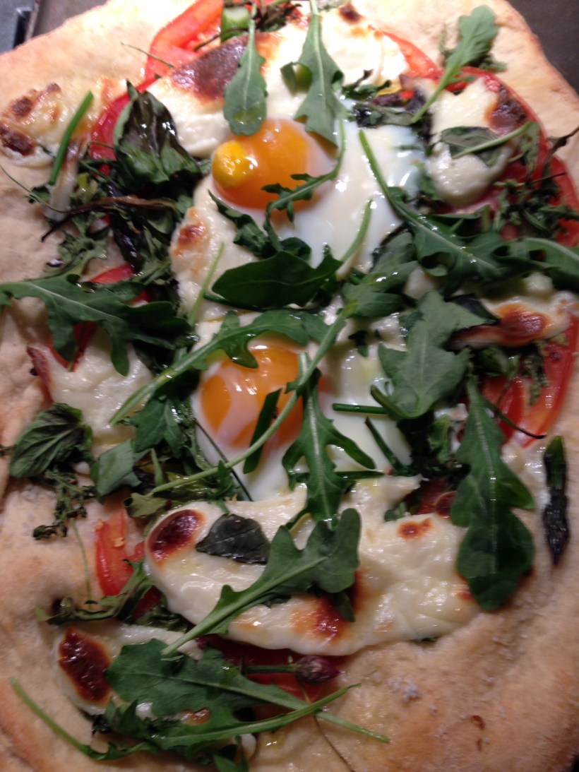 Farm Fresh Pizza with Local Vegetables and Local Eggs