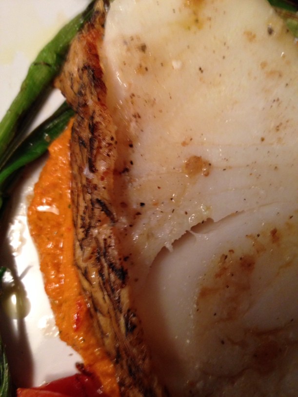 Sea Bass with Romesco and Sherry Reduction