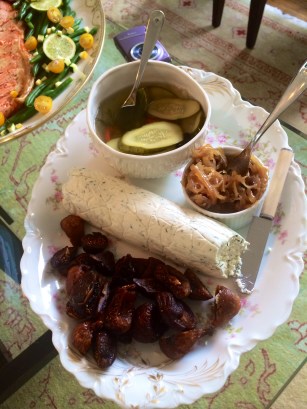 Herbed goat cheese...I added fresh herbs to goat cheese, mixed it, and re-rolled it into a log.