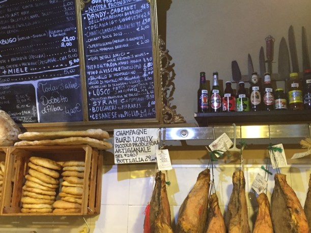 One of my personal favorites:  La Proscuitteria, a little wine, meat, and cheese place that serves all of the above in a casual setting.  They make their own dried and cured meats including aged proscuitto.  