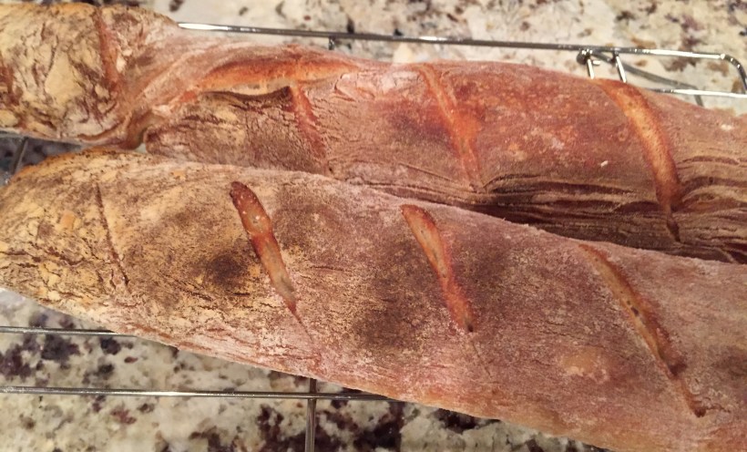 I made homemade baguettes.  You can find a good quality baguette at Biagio's or Kings (they sell an organic version that is pretty good).