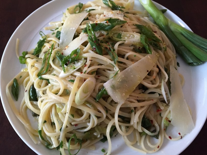 Green onions take center stage in this simple pasta dish that celebrates the bounty of spring.