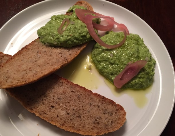 Use pea pesto as a dip or as you would in any dish that calls for traditional pesto.