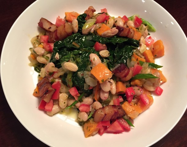 For a heartier dinner, add an egg, either poached or fried, over the top.  It will add a nice creaminess to the vegetables.