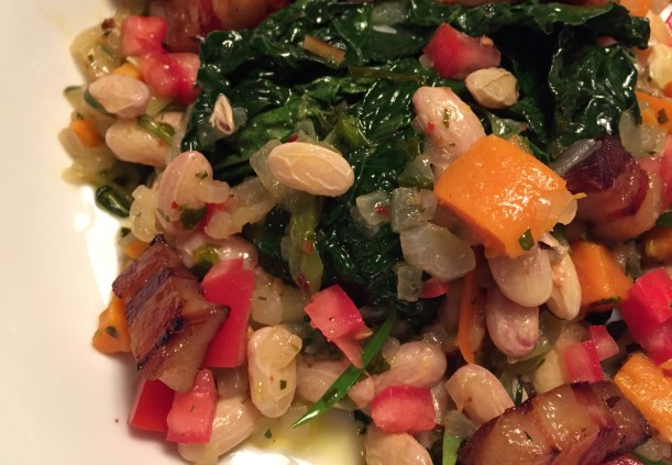 Laronds add a nice smoky flavor and a meaty  texture to this otherwise vegetable oriented dish.  Skip them if you want to keep it completely vegetable based.